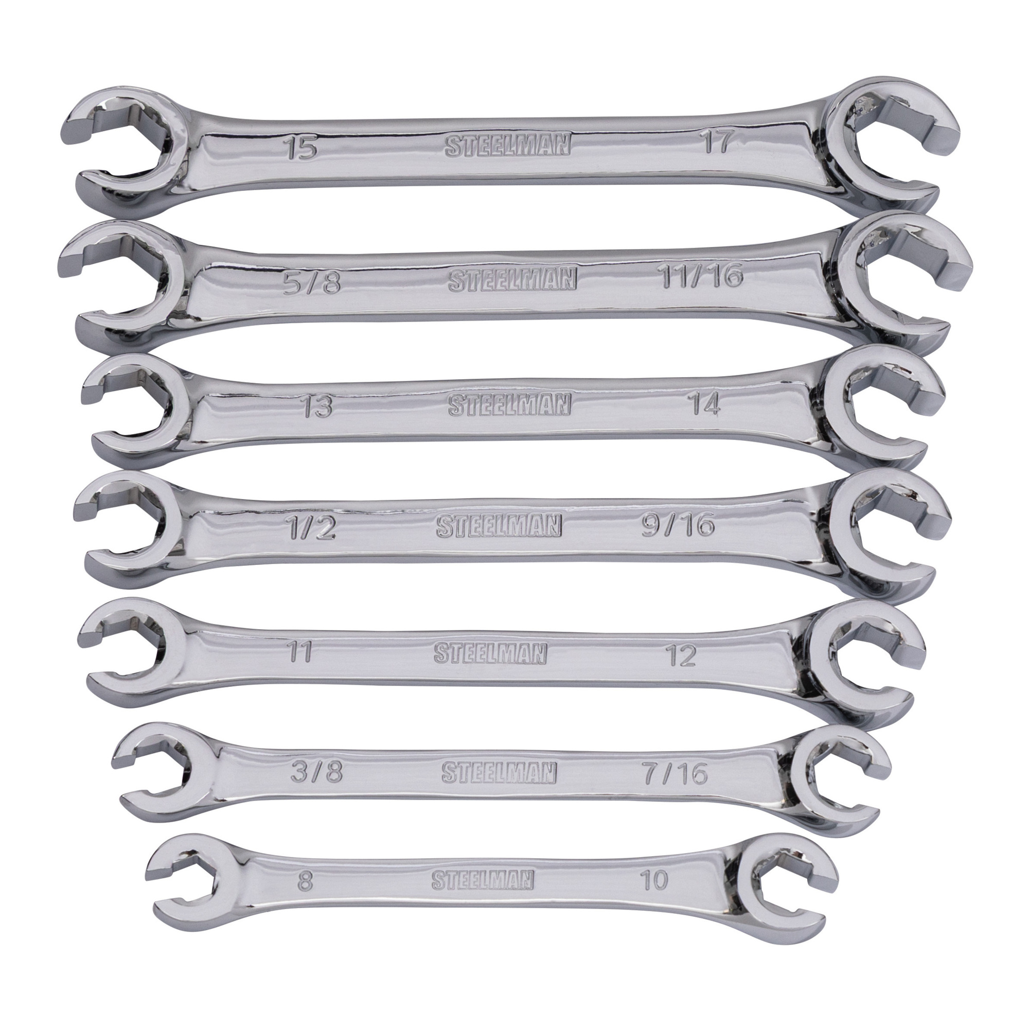 STEELMAN PRO 7-Piece Metric and SAE 6-Point Flare Nut Wrench Set, Model# 78323